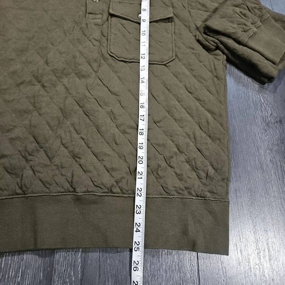 Polo Ralph Lauren Quilted Luxury Jersey Pullover‎ Men S Olive Green Snap Pony